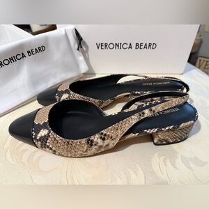 Veronica Beard Cecile d’Orsay Slingback Pumps Snakeskin‎ Leather Size 10 NIB